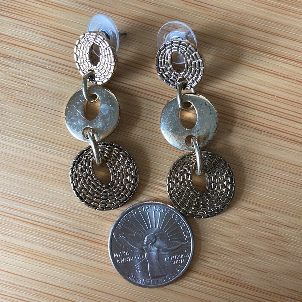 Triple disc drop earrings